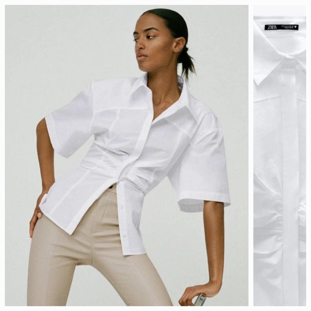 ZARA gathered poplin shirt