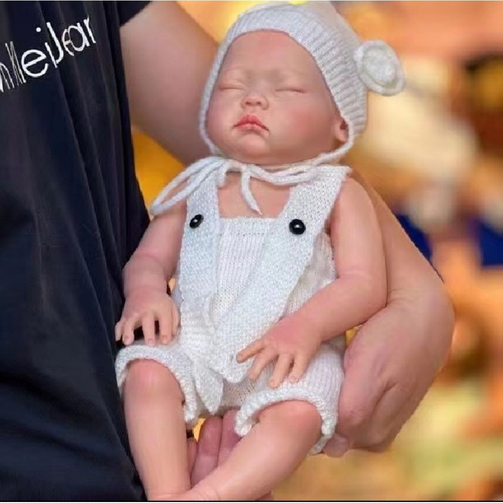 18 inch full solid silicone realistis sleeping doll newborn baby / boneka bayi 100 % silikon lembut