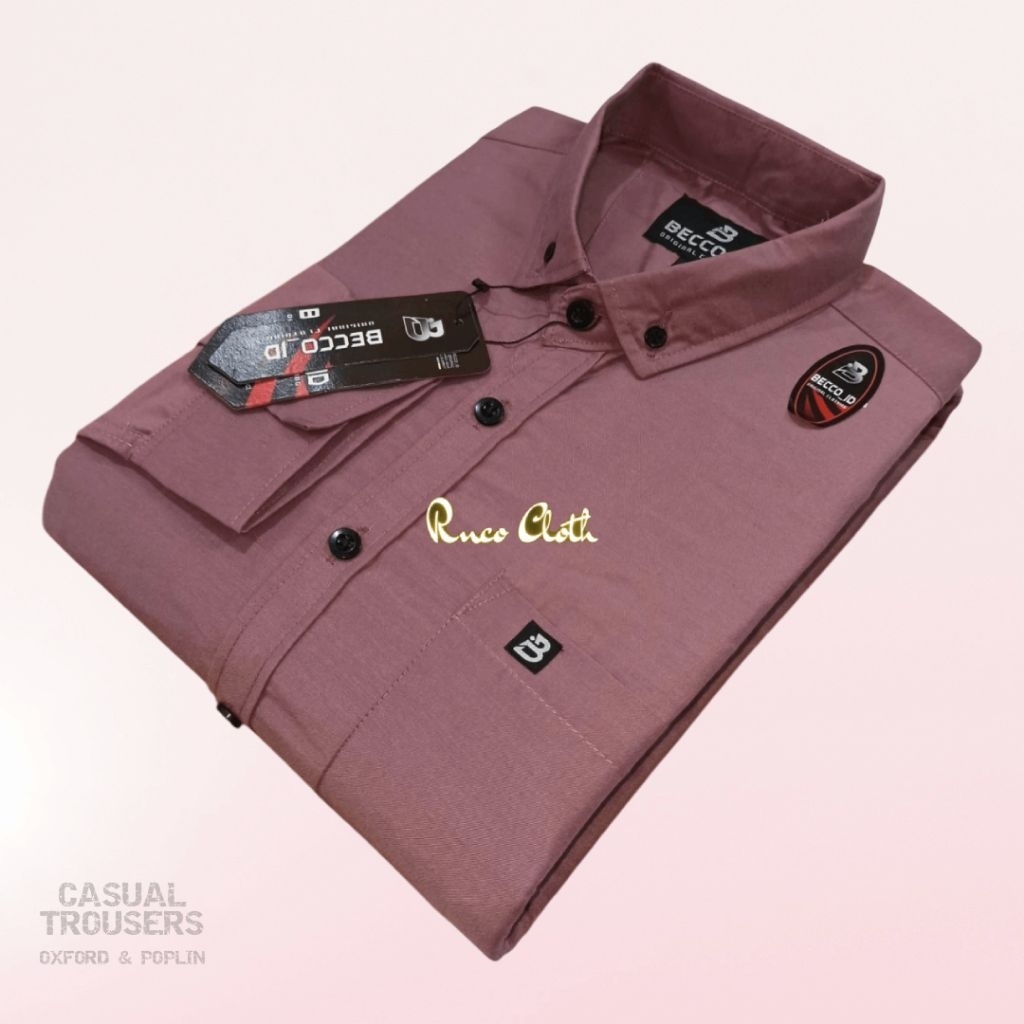 Kemeja Polos Casual Simfit Lilac Mauve Lengan Panjang & Pendek Katun Poplin Atasan Pakaian Pria Baju