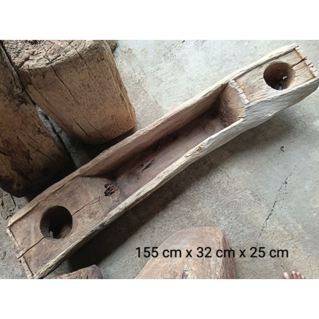 lesung dan lumpang dobel kayu jati lawas antik warisan leluhur