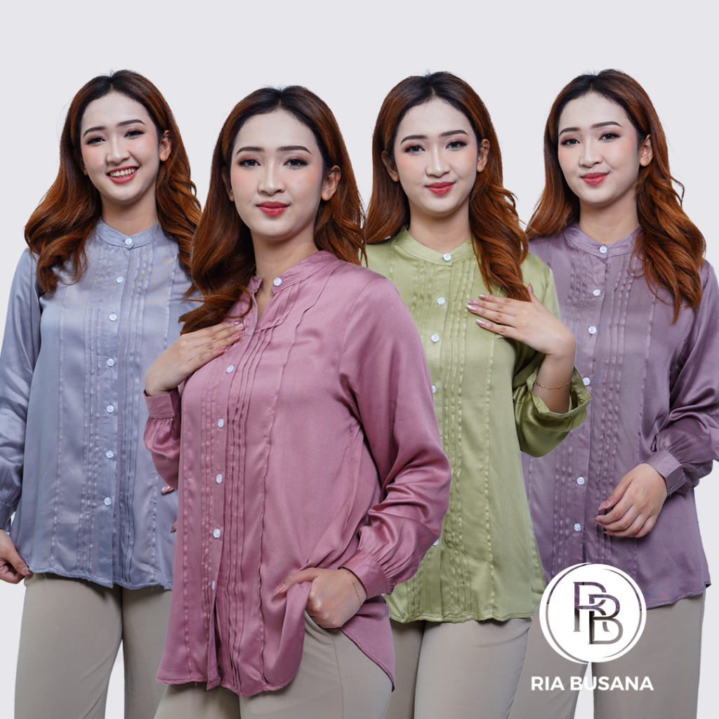Ria Busana - Agape 88 - Kemeja Wanita Lengan Panjang Polos Rayon Art. 2450