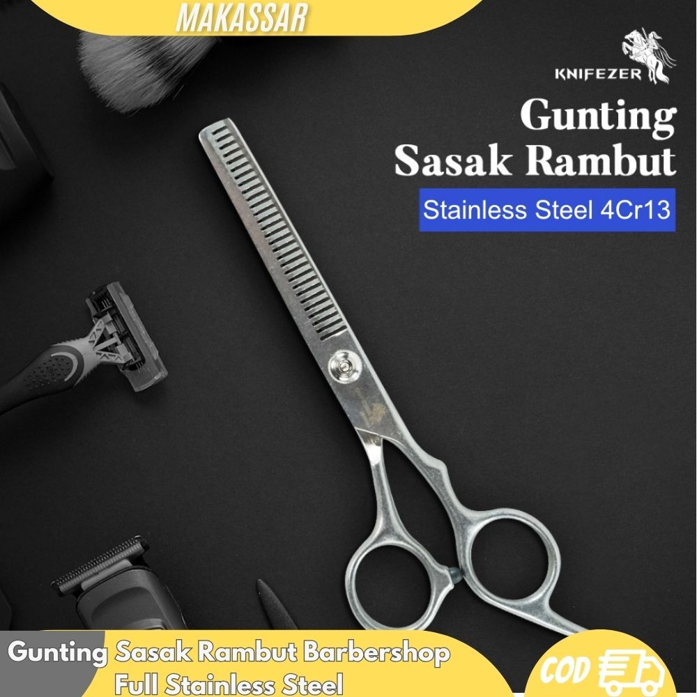 Gunting Sasak Rambut Barbershop Full Stainless Steel / Gunting rambut stainless