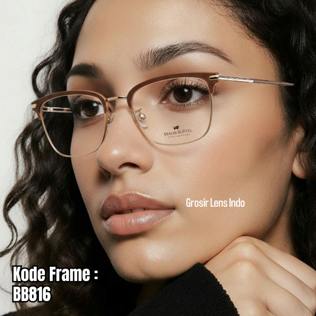 Frame Kacamata Original Braun Buffel Size 52 Half Frame Pria / Wanita