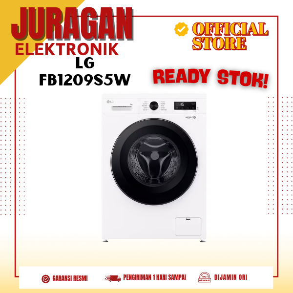 LG FB1209S5W Mesin Cuci 9 Kg Front Loading 6 Motion DD