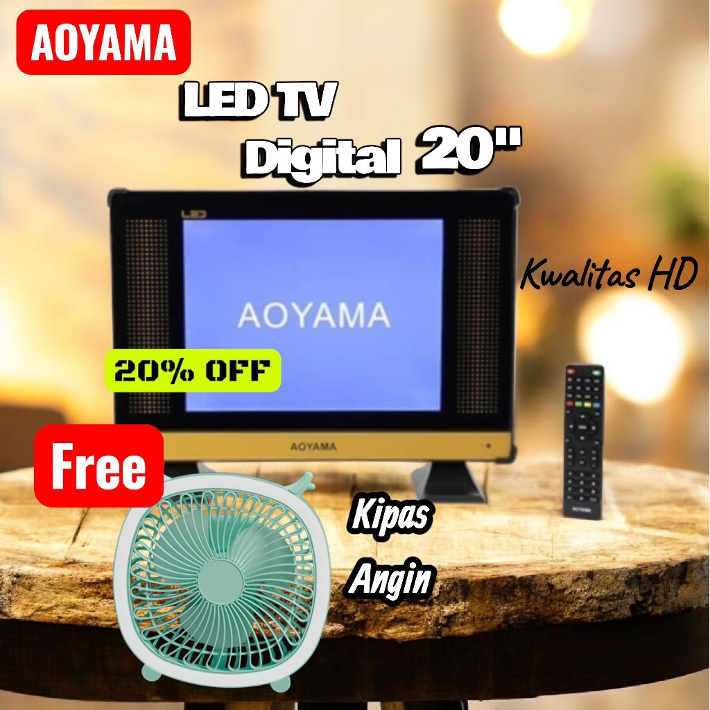 FREE KIPAS MINILED TV DIGITAL AOYAMA 20 INCH  HD USB VGA