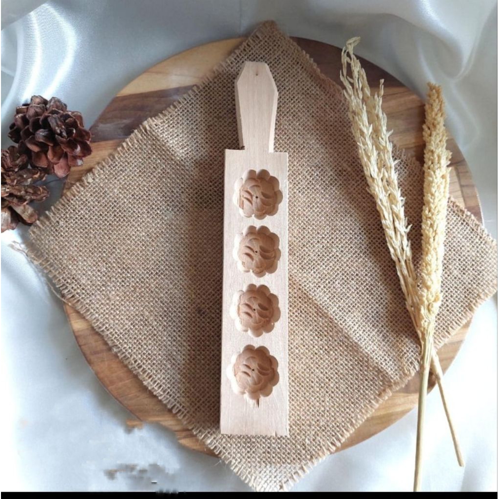 kayu cetakan tatakan kue Qu bangkit ketan Lubang 4