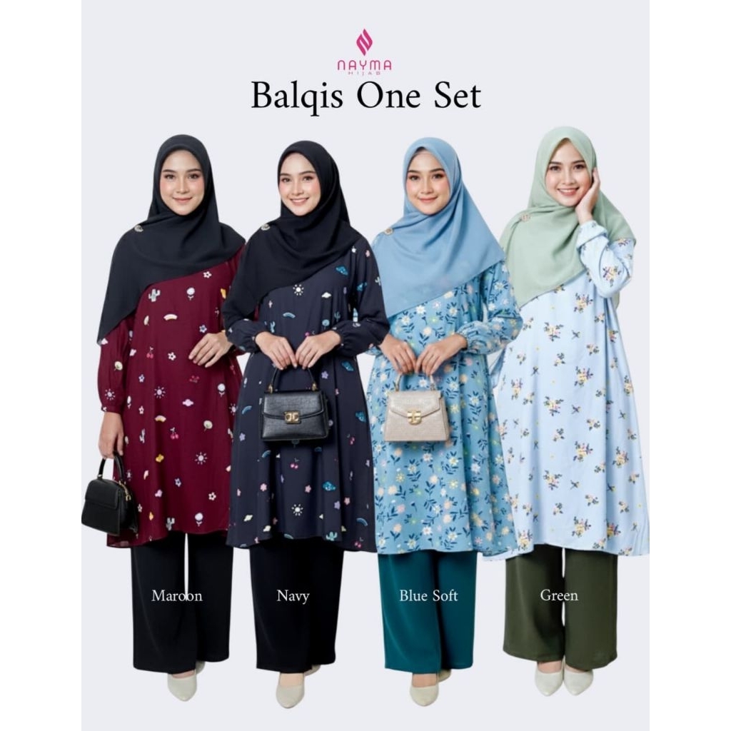 BALQIS ONE SET BY NAYMA HIJAB - SETELAN MUSLIM DEWASA(Tunik & Celana)