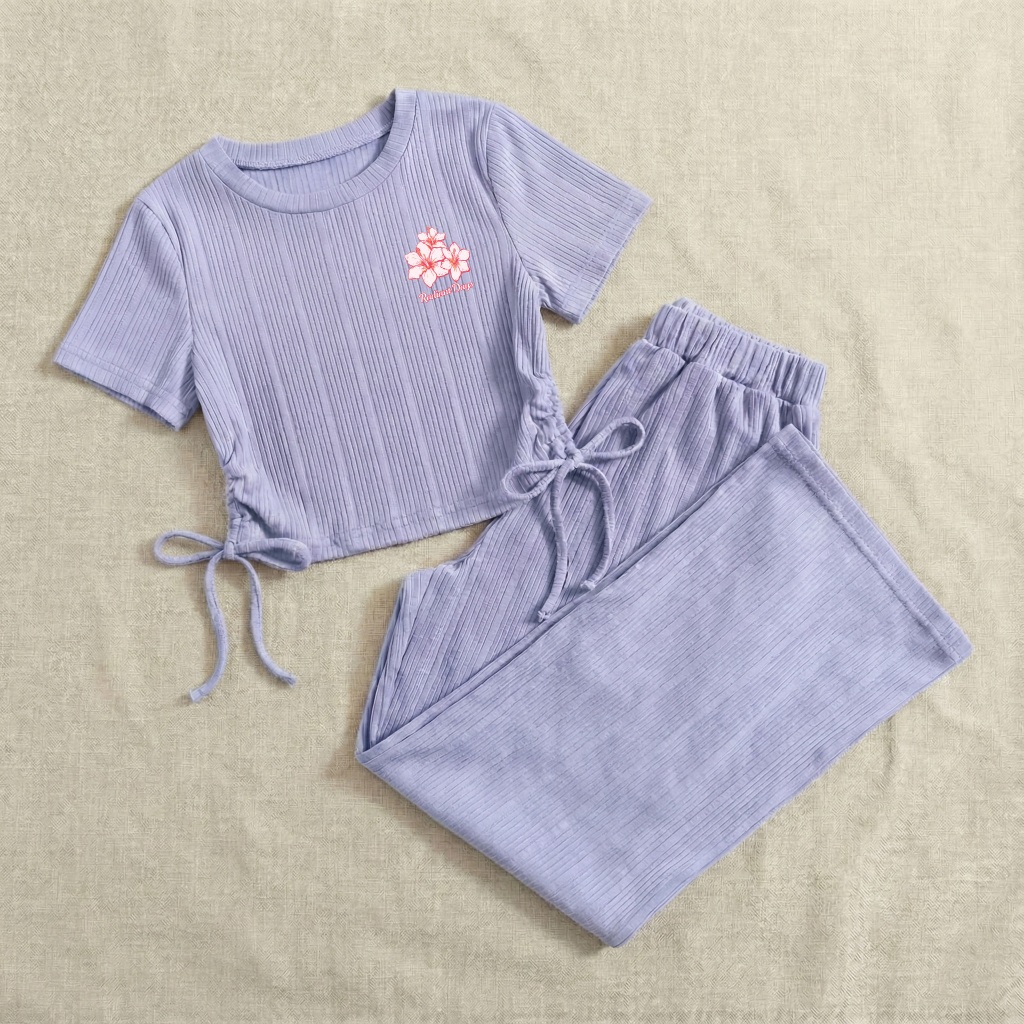 Baju setelan anak perempuan croptop anak cewe celana kulot anak cewe usia 1 - 12 tahun