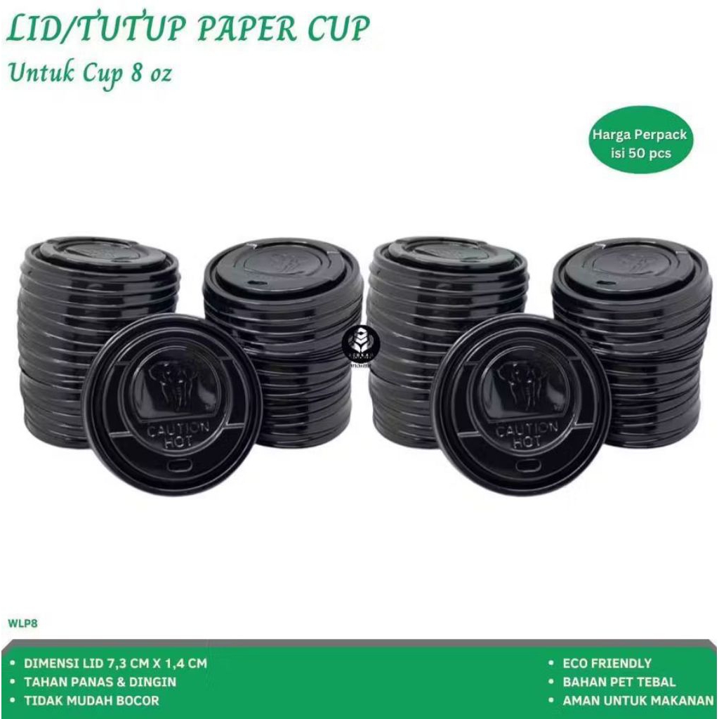 GELAS TUTUP PAPER CUP/TUTUP GELAS CUP KOPI ISI 50 PCS