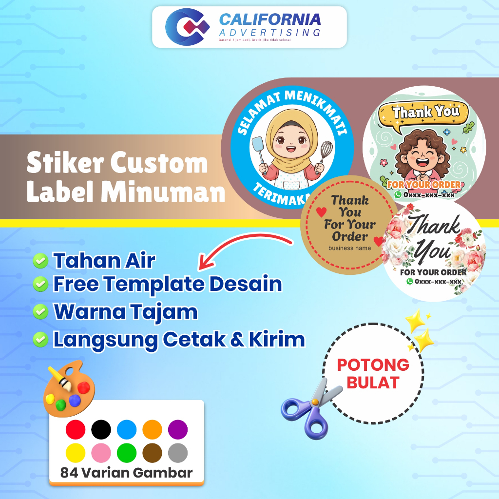 [1HARI JADI] Thank You / Cetak Stiker Thank You / Custom Sticker Terima Kasih / Label Stiker Botol K