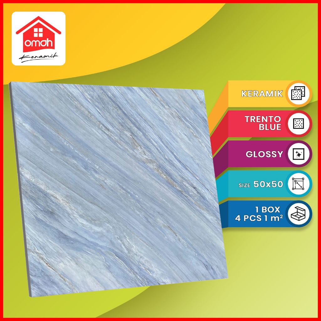 Keramik Lantai Kilap LAGUNA 50x50 Trento Blue