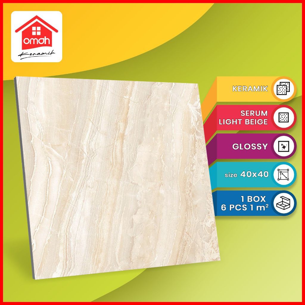 Keramik Lantai Kilap Mustika 40x40 Cerium Beige