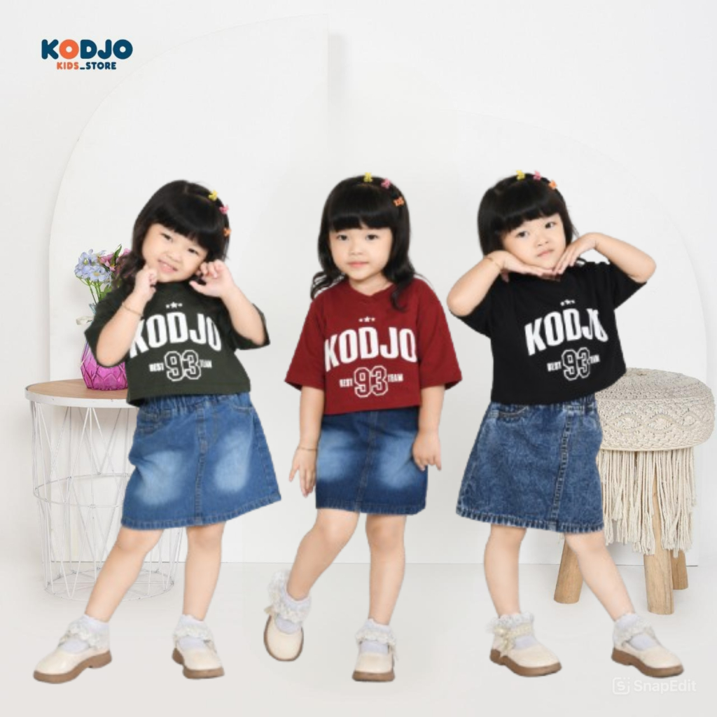 SETELAN ROK JEANS DAN KAOS CROPTOP ANAK PEREMPUAN 1 - 6 TAHUN // ONESET KAOS CROPTOP PREMIUM DAN ROK