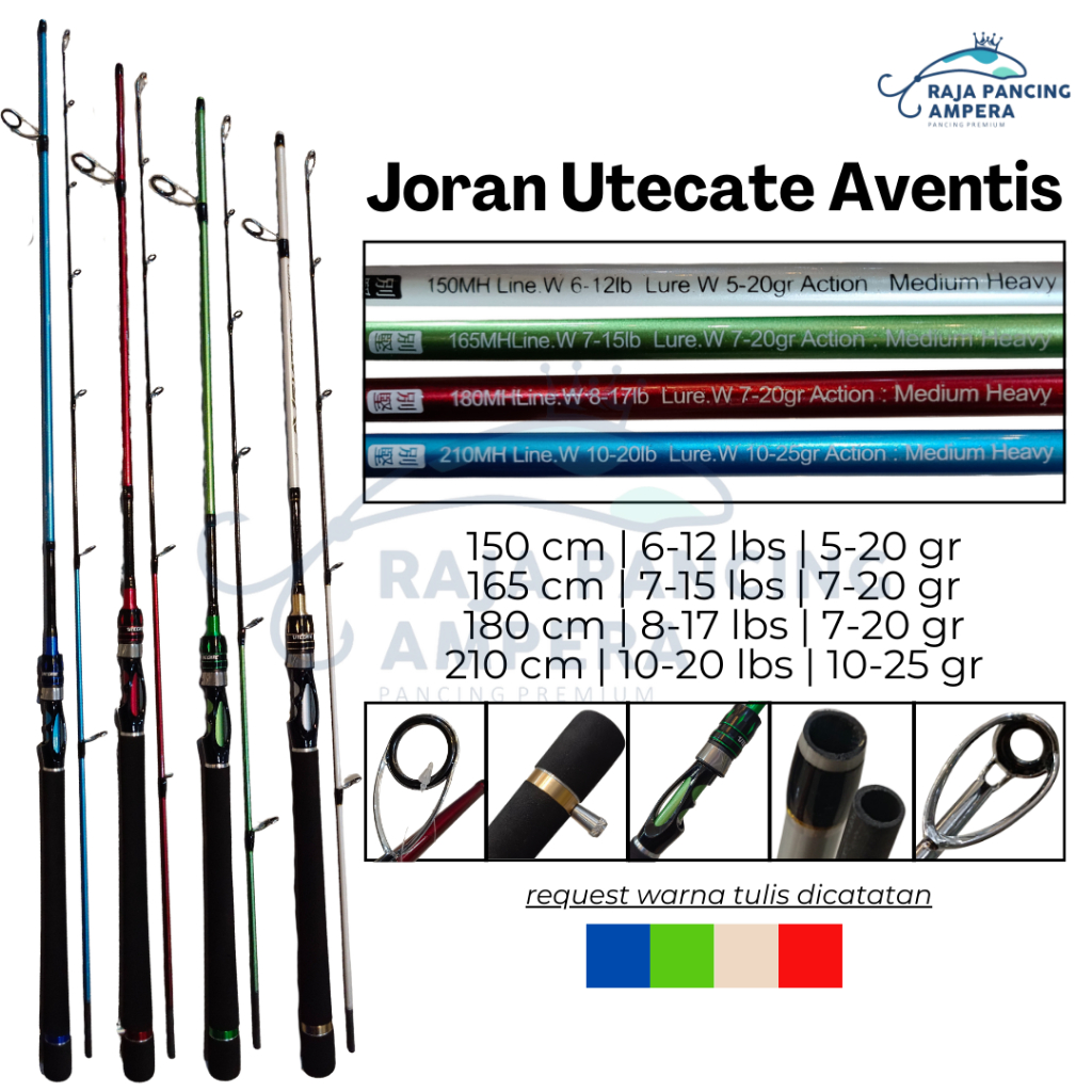 Joran Spinning Utecate Aventis Stik Pancing Karbon Fuji Full Eva Stopper Joran Medium Heavy