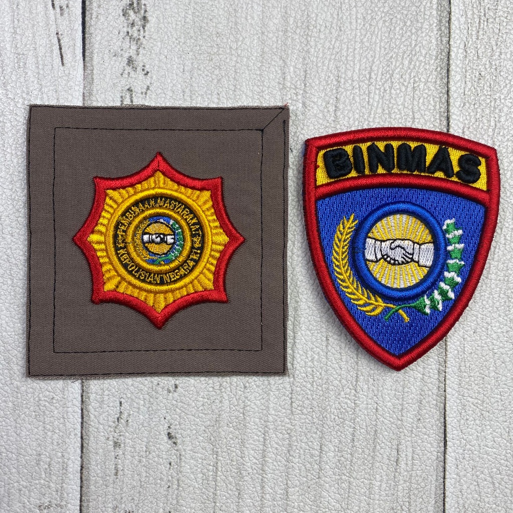 Atribut Timbul BINMAS Bet Bordir PDL POLRI Bet Timbul BINMAS 3D Tebal Kantong dan Lengan