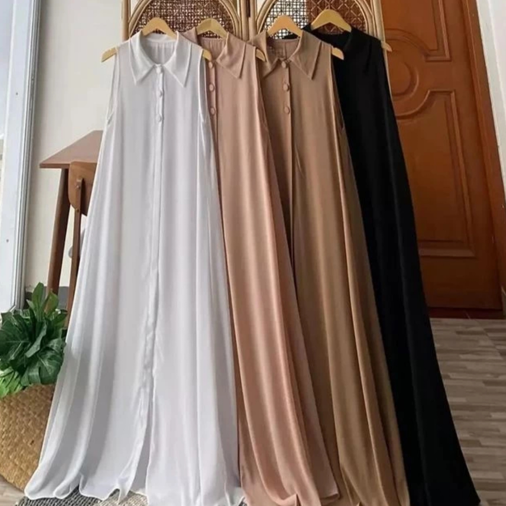 Outer Cardigan Bahan Ceruty Babydoll / Atasan Baju Panjang Wanita Tanpa Lengan