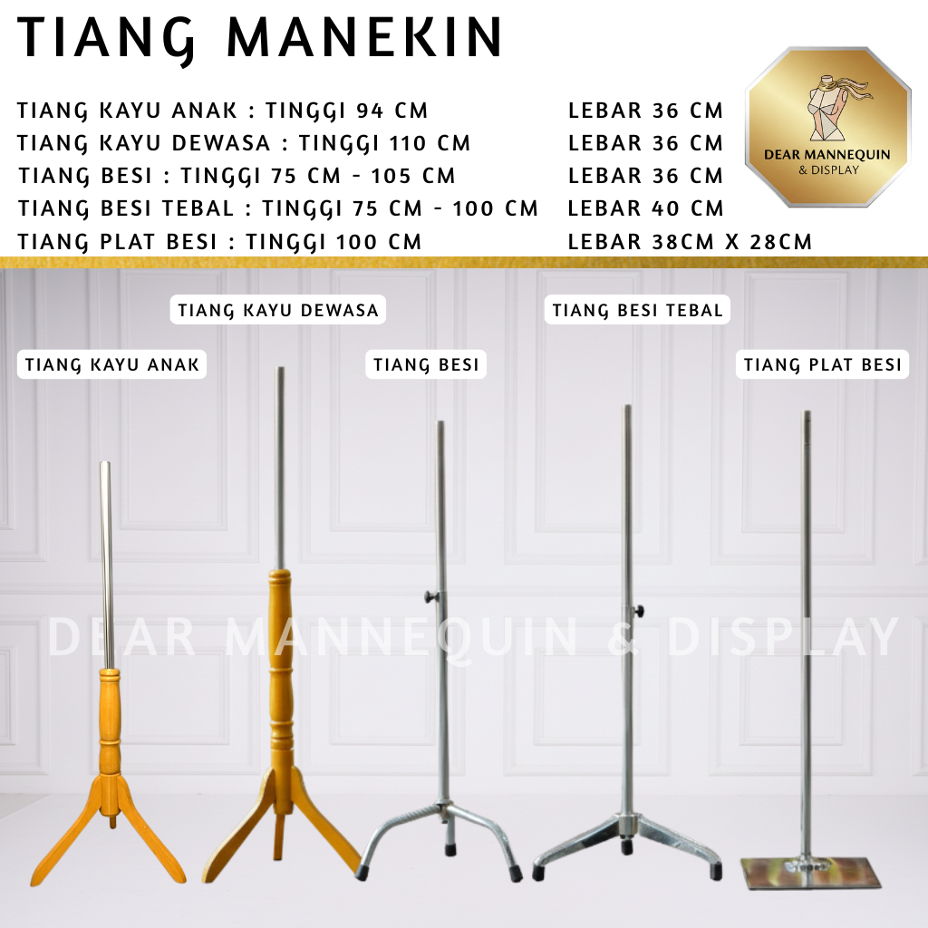 DMD - TIANG STANDING MANEKIN | TIANG KAYU - BESI | TIANG UNTUK MANEKIN PRIA - WANITA - ANAK
