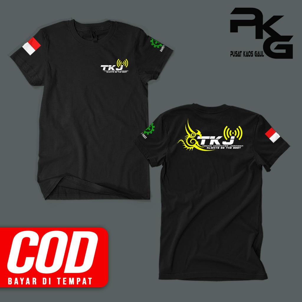 Kaos T-Shirt Pria Distro TKJ TEKNIK KOMPUTER JARINGAN Terbaru Unisex cotton combed 30s