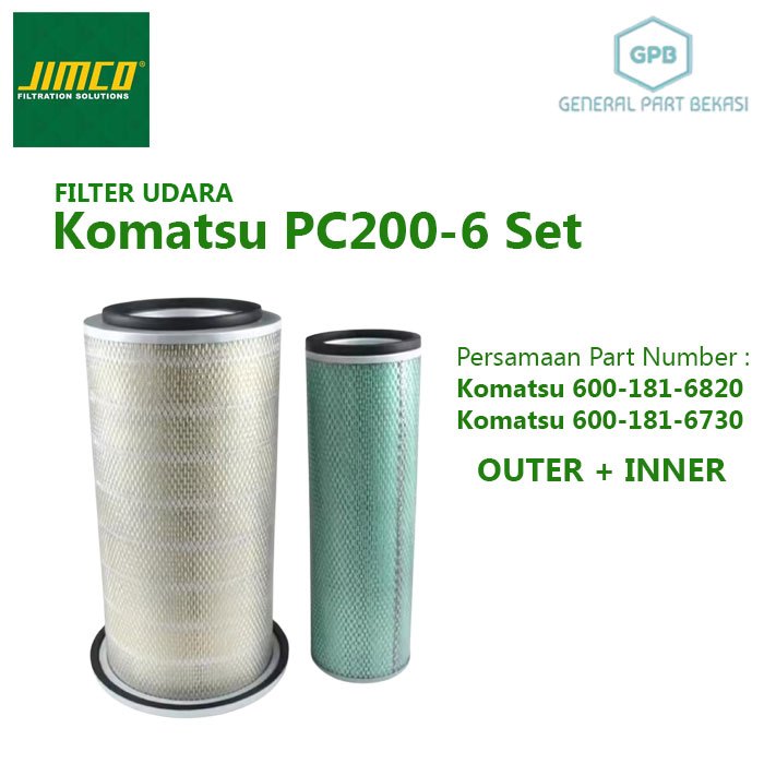 Filter Udara Komatsu PC200-6 Set 600-181-6820 J85-3243-1 P181191 Jimco