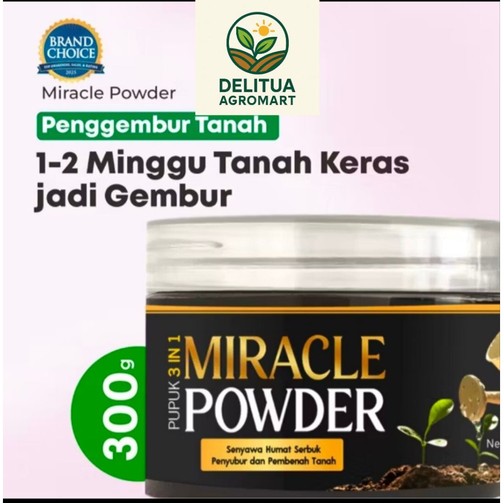 MIRACLE POWDER PUPUK ASAM HUMAT & PEMBENAH TANAH 300 GRAM