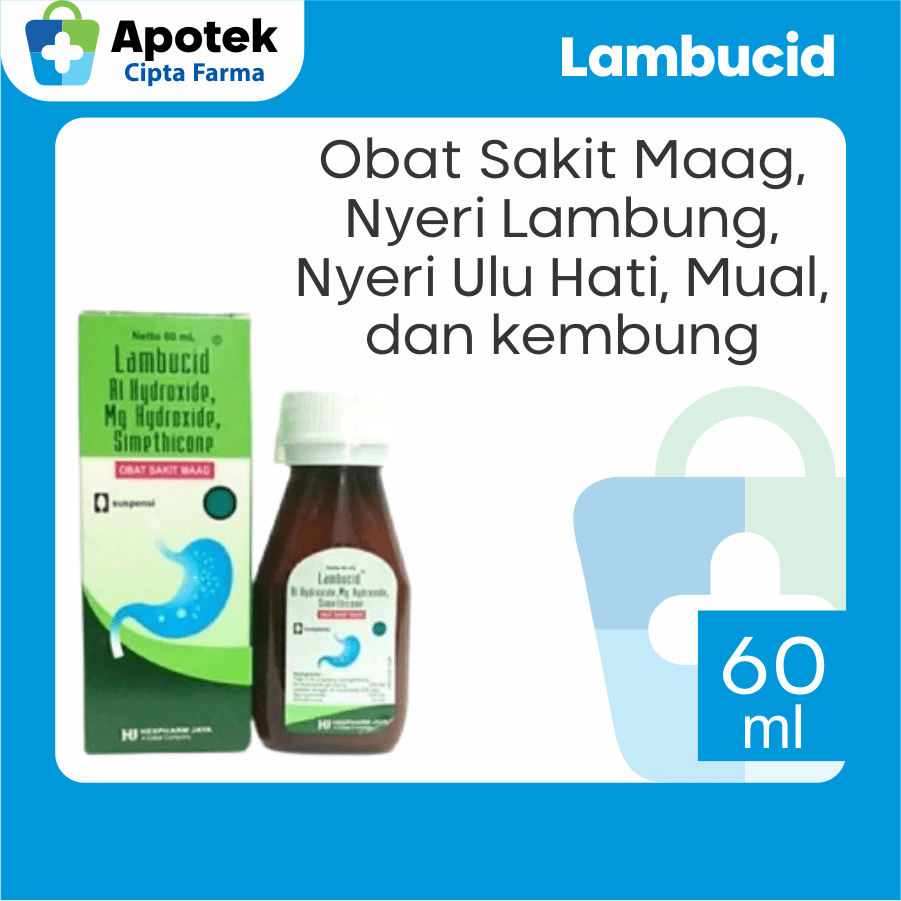 Lambucid Suspensi 60 ml Aluminium Magnesium Simethicone Obat Sakit Maag Asam Magh Nyeri Lambung Nyer