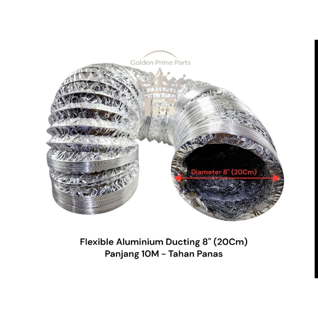 Flexible Aluminium Ducting / Flexible Ducting Cooker Hood 8 Inch (20cm) - 1 Roll 10 Meter