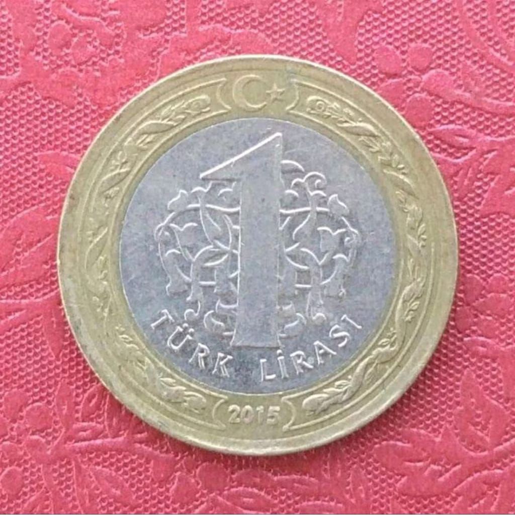 Koin Turki 1 Lira Bimetal Turkey Koleksi Uang Logam Coin Lama Bekas Kuno Jadul Langka Asing Luar Neg