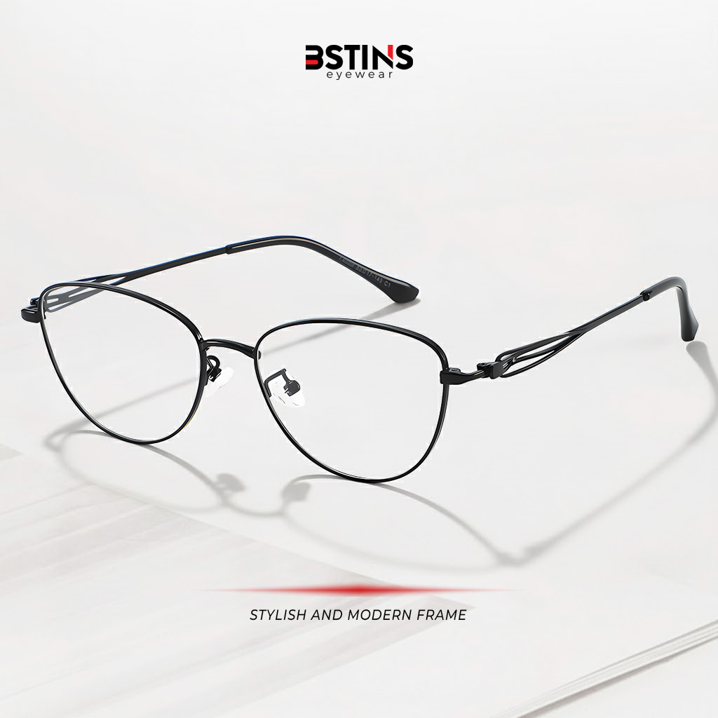Bstins Kacamata Photocromic Minus Anti Blueray Bluecromic Frame Cat Eye Fashion Trendy Wanita Bahan 