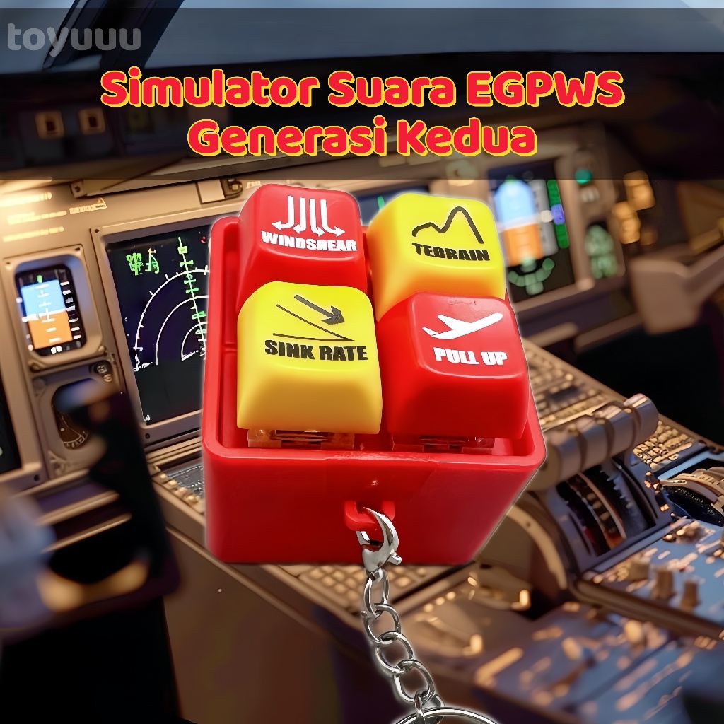 [Bercahaya+Bersuara]2026 New Warning Simulator For Pilot's Gantungan Kunci Simulator Suara EGPWS Pes