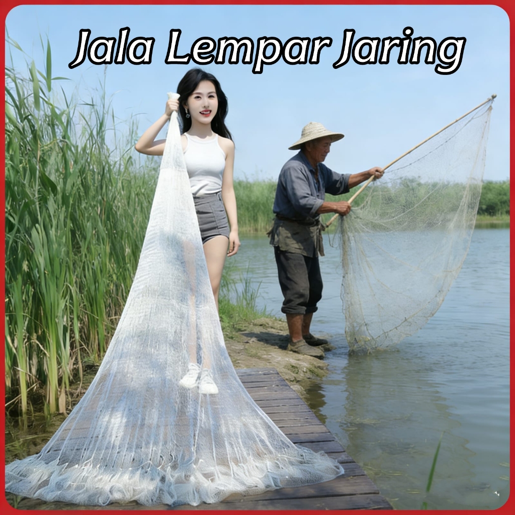 Jala lempar ikan/udang 14feet obral senar, 4mtr siap pakai bisa cod