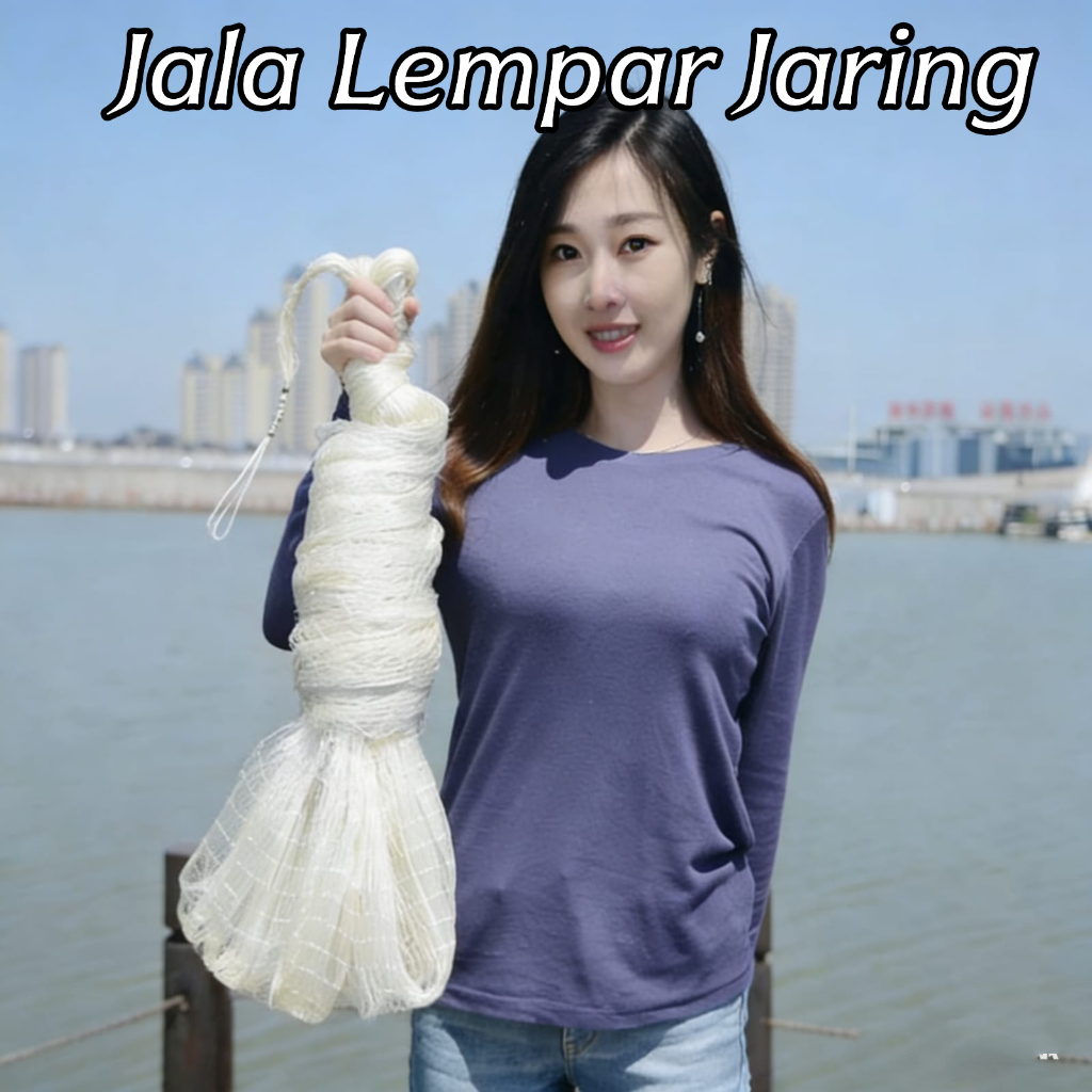 (Sejabi) TERMURAH... Jala Lempar Ikan Ukuran 1 inch Tinggi 4 Meter Bahan Senar/Tansi 0.25 Mm