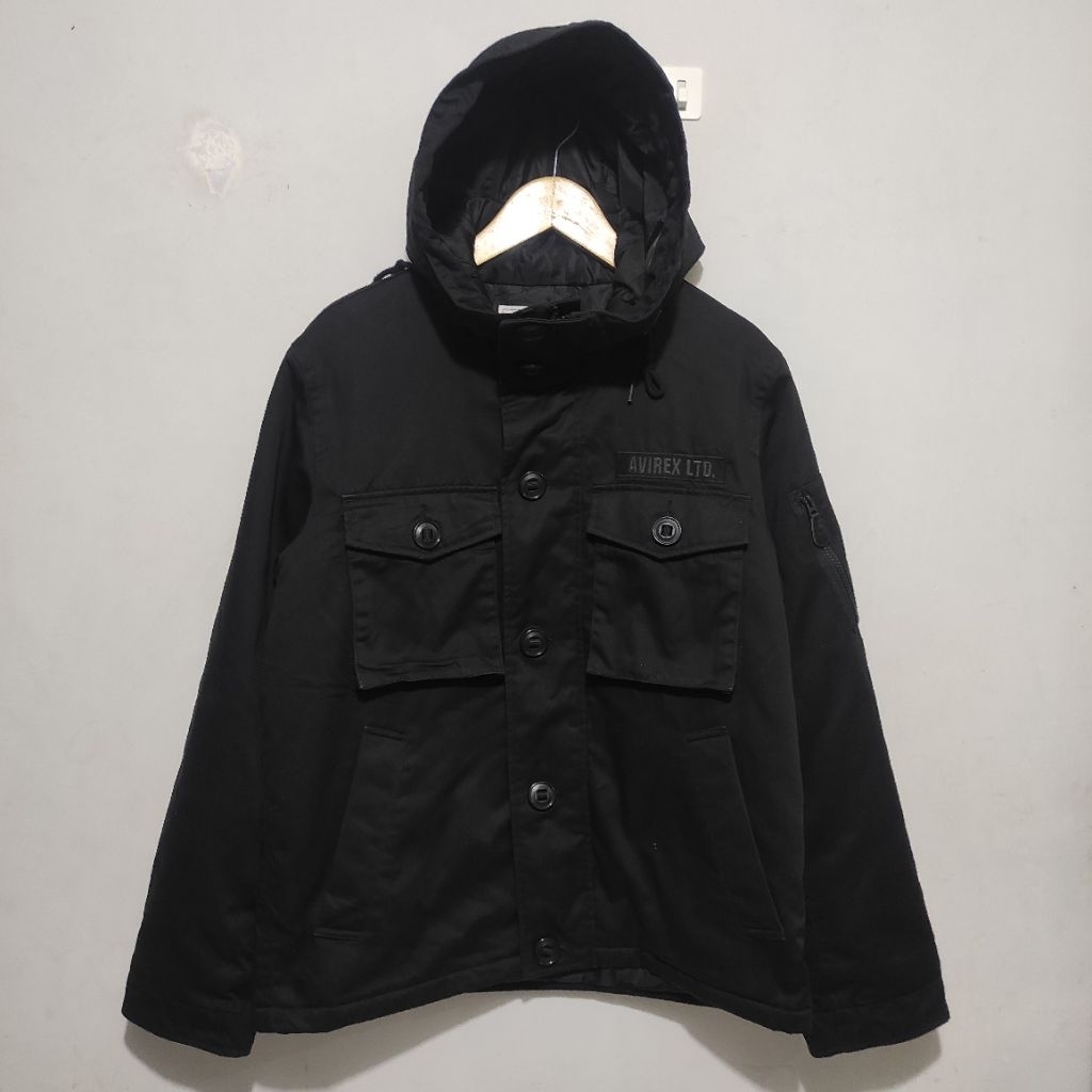 Avirex M65 Saku Samping Parka Black Jacket L