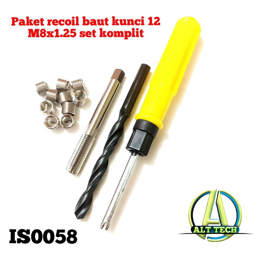 paket recoil set m8x1.25 1.5D recoil baut kunci 12 komplit tap recoil bor tap recoil gagang kunci re