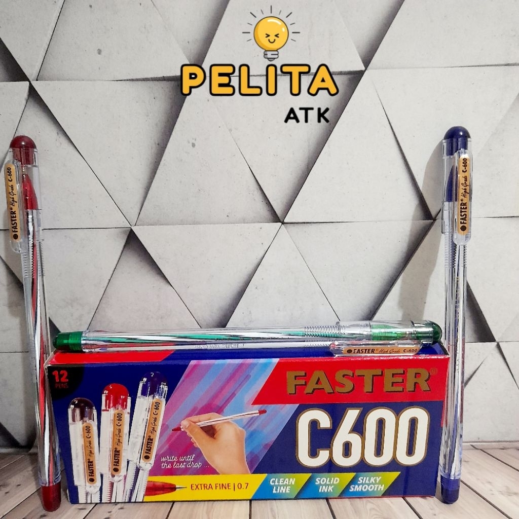 [Pelita ATK] BISA COD Pulpen Faster C600 , Pulpen hitam, Pulpen Faster, Ballpoint Faster, alat tulis