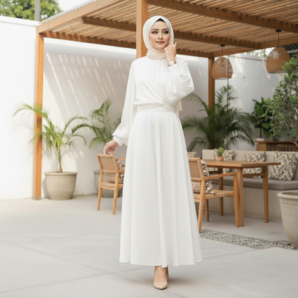 Najma Dress Gamis Terbaru Gamis Lebaran Abaya Satin Baju Wanita Muslimah Lebaran Maxi 2026 RMD08