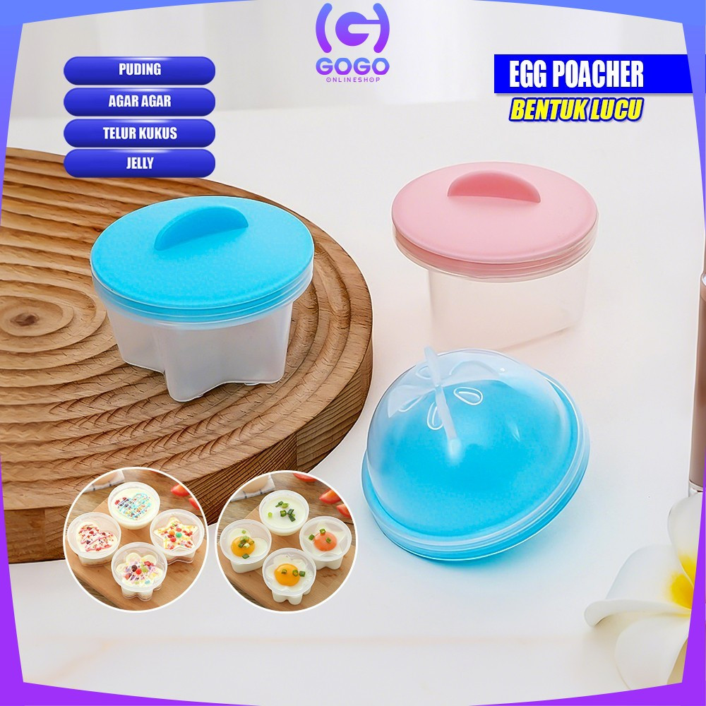 GOGO-C1437 Cetakan Telur Kukus Dessert Bentuk Lucu / Cetakan Steamer Telor Egg Poacher / Cetakan Jel