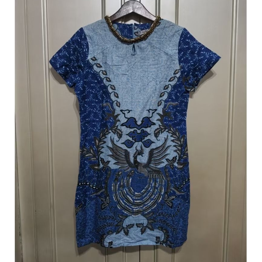 BARU Dress Batik Biru PURICIA HASSENDA ORIGINAL BUTIK Super Premium dan Mewah
