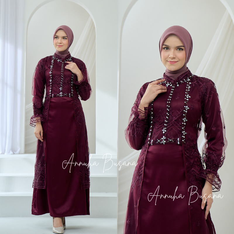 Diandra Dress Gamis Kondangan Simple Elegan Baju Lebaran 2026 Wanita Gamis Lebaran 2026 Model Gamis 