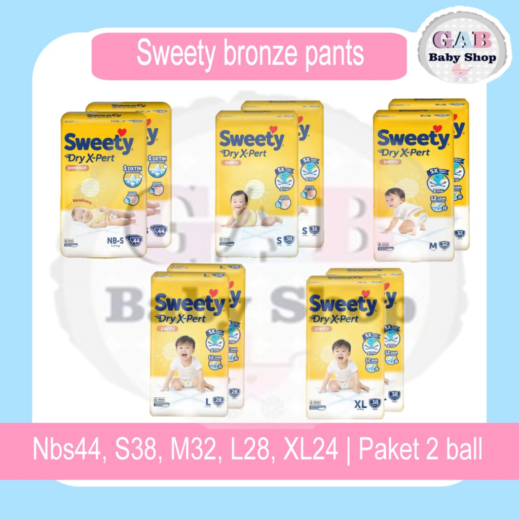 Sweety Bronze Dry X-pert PAKET 2 BALL TAPE NBS44/ PANTS S38/M32/L28/XL24 Popok Celana & Perekat NBS4