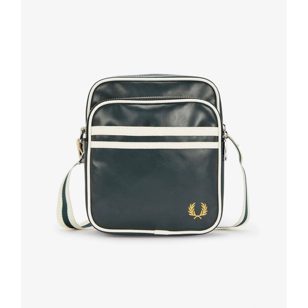 TAS FRED PERRY CLASSIC BAG NIGHT GREEN ECRU BNWT L8258