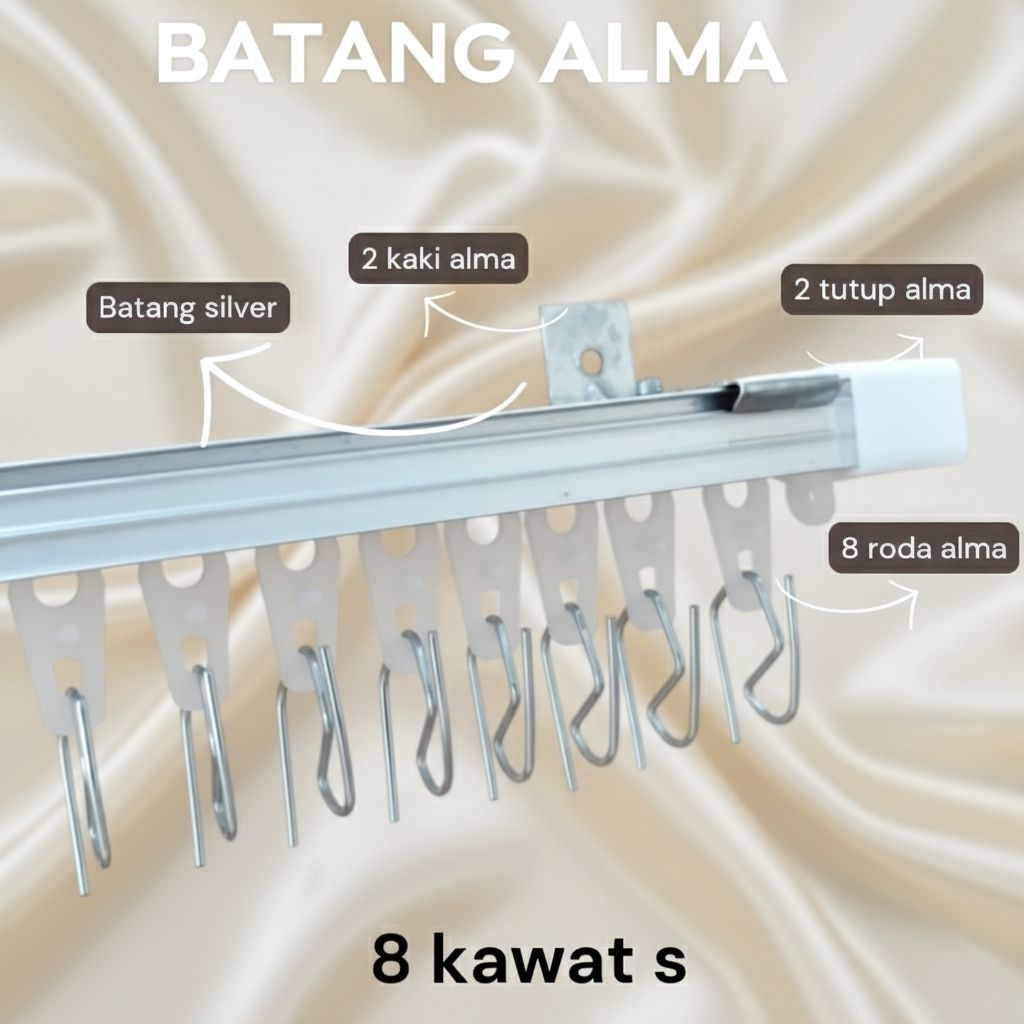 Batang Gorden Aluminium Kotak / Balok – Rel Gorden Kuat Anti Karat, Dijual Per Meter