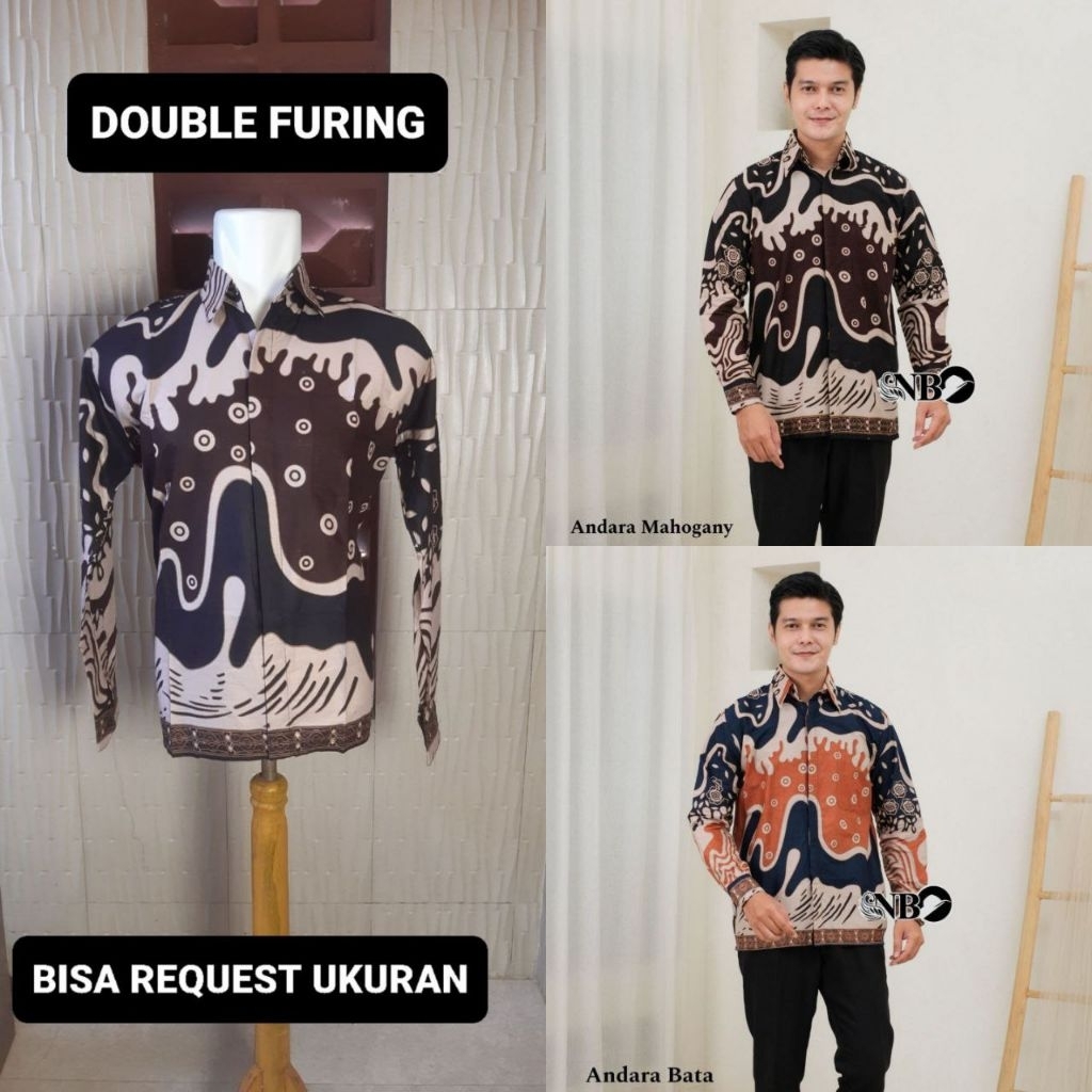 KEMEJA MOTIF ANDARA & ROK LAPIS FURING / BAJU SERAGAM BATIK COUPLE PASANGAN SARIMBIT KELUARGA CUSTOM