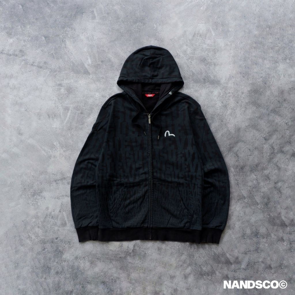 EVISU | Graphic Fullprint Zipper Hoodie - Black