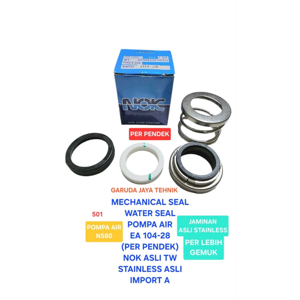 Mechanical seal water seal pompa air NS80 104-28 Per pendek gemuk JAMIN STAINLESS import NOK asli TW