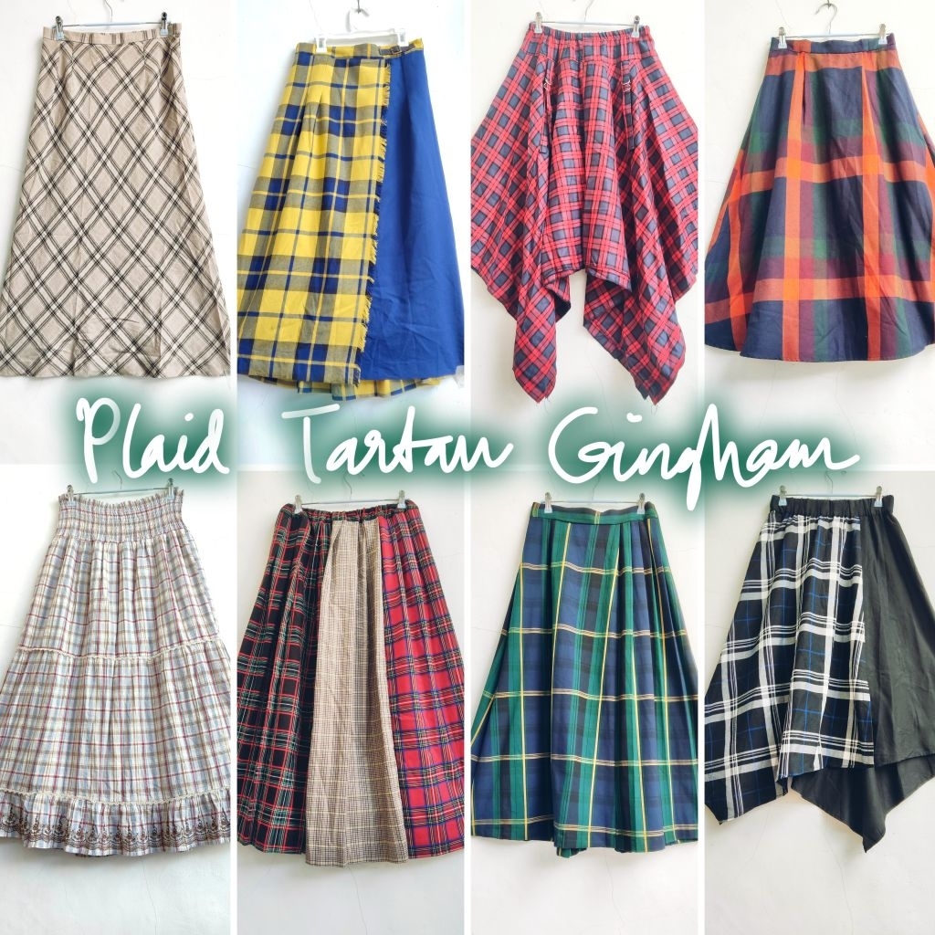 ROK MOTIF KOTAK TARTAN PLAID GINGHAM MORIKEI FAIRYCORE Y2K HIPPIE GYPSY COTTAGECORE MIDI MAXI