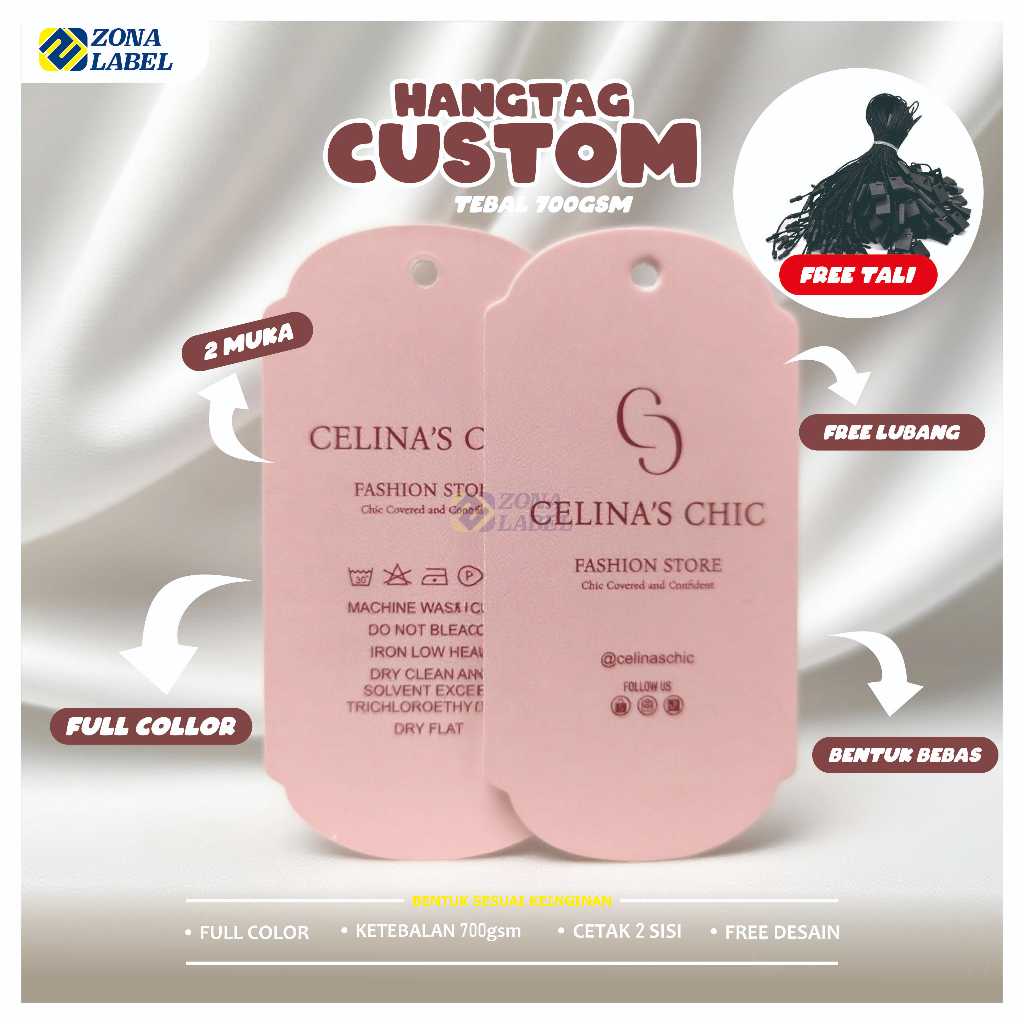 hangtag Label baju, hangtag custom, tag premium tebal 700gsm, hang tag tebal custom distro