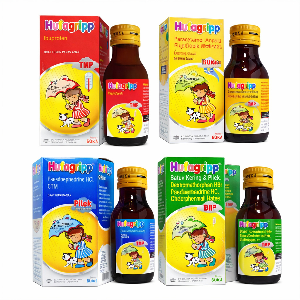 Hufagrip Kuning Flu Batuk/Hufagrip Hijau Batuk Pilek/Hufagrip Merah Turun Panas/Hufagrip Biru Pilek