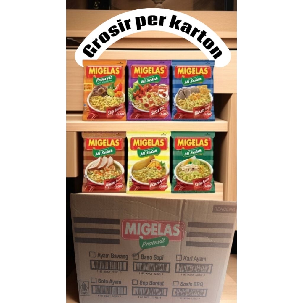 GROSIR OBRAL MIE GELAS MIGELAS PER KARTON ISI 12 RENCENG
