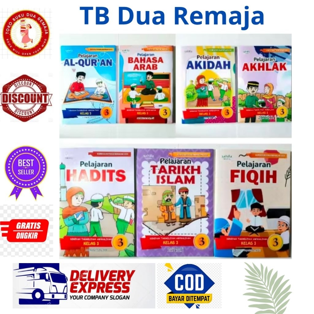 Buku MDTA Satu PAKET 7 MAPEL Untuk  Kelas 3 ( Setara 5 SD ) Kurikulum 2020 PENERBIT Sahifa