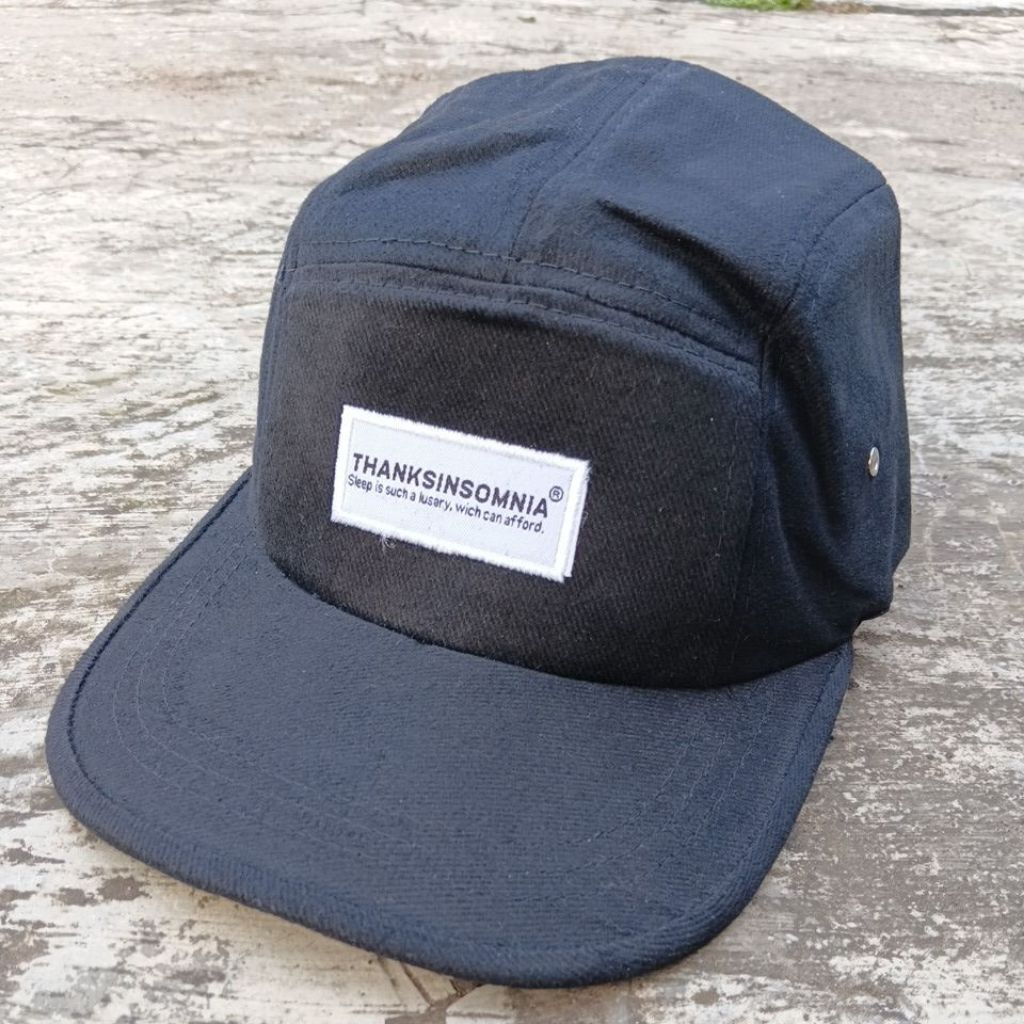 topi 5panel thanksinsomnia hitam